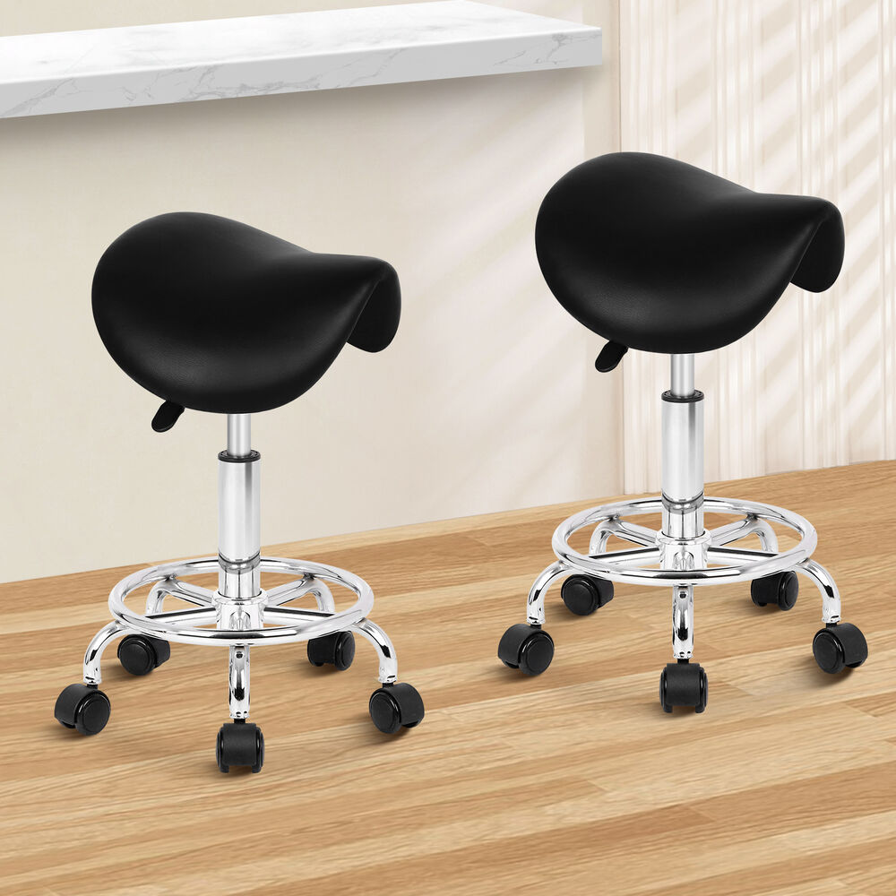 ALFORDSON 2x Salon Stool Saddle Swivel Barber Hair Dress Chair Sierra Black