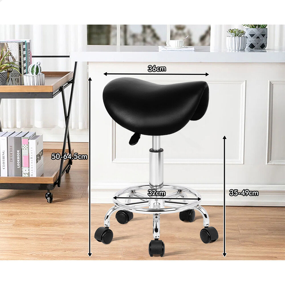 ALFORDSON 2x Salon Stool Saddle Swivel Barber Hair Dress Chair Sierra Black