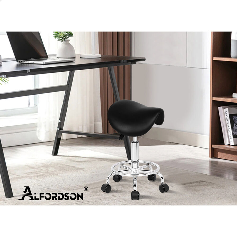 ALFORDSON 2x Salon Stool Saddle Swivel Barber Hair Dress Chair Sierra Black