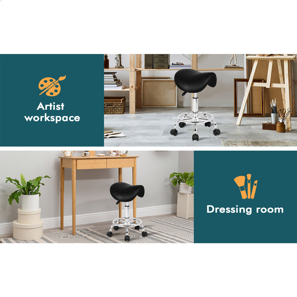 ALFORDSON 2x Salon Stool Saddle Swivel Barber Hair Dress Chair Sierra Black