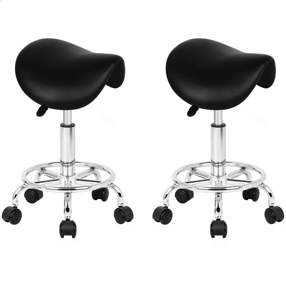 ALFORDSON 2x Salon Stool Saddle Swivel Barber Hair Dress Chair Sierra Black