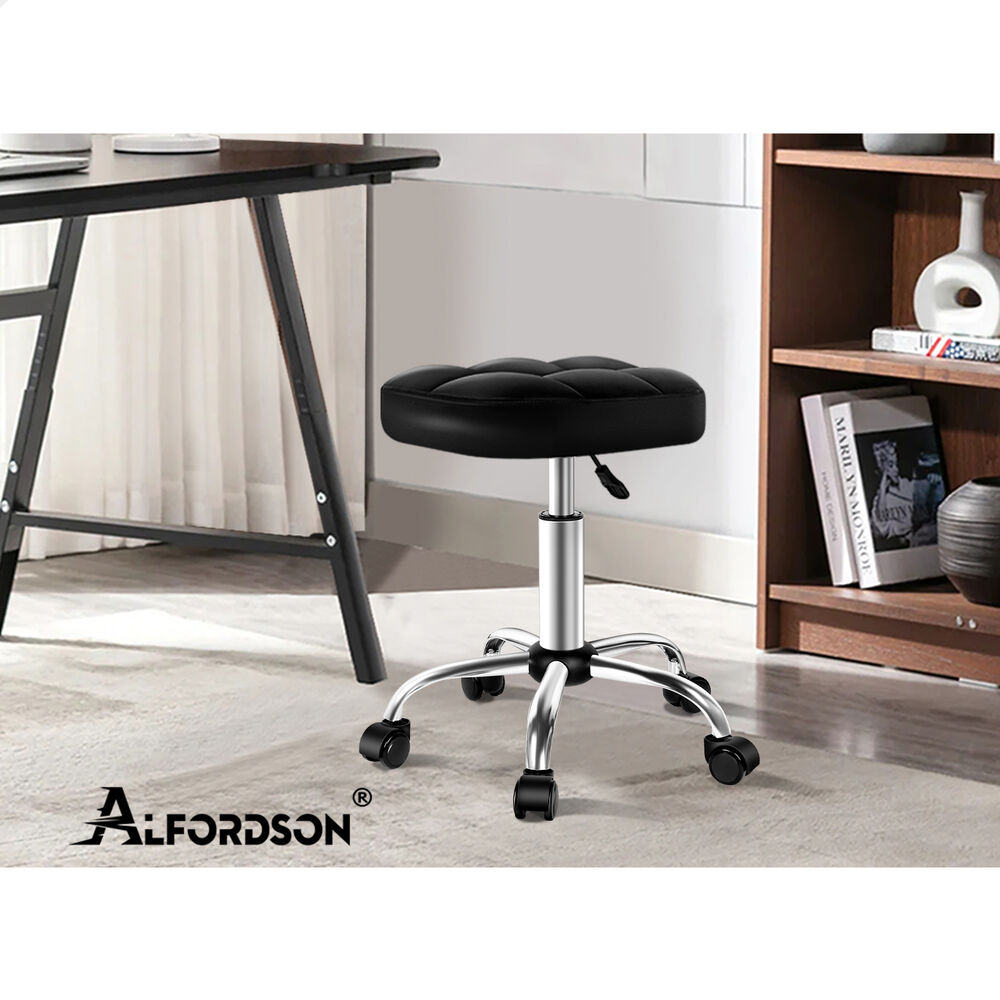 ALFORDSON 2x Salon Stool Square Swivel Barber Hair Dress Chair Gas Lift Black