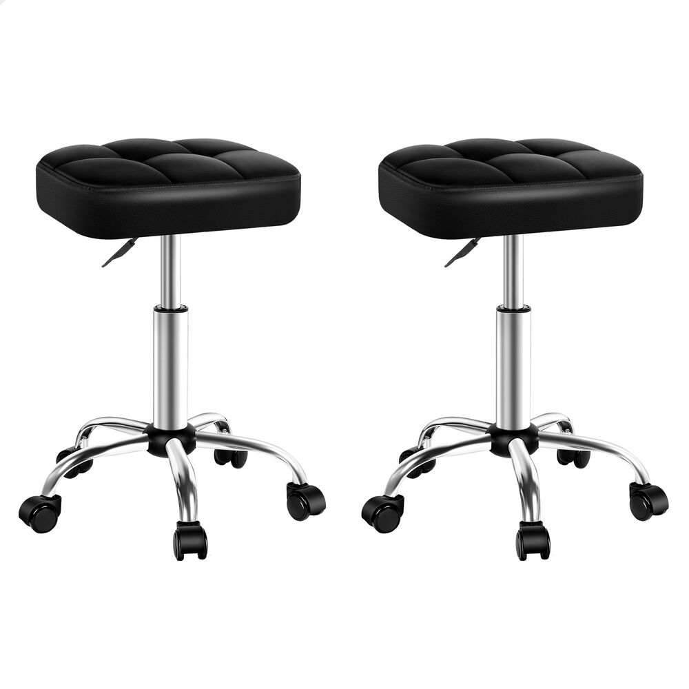 ALFORDSON 2x Salon Stool Square Swivel Barber Hair Dress Chair Gas Lift Black