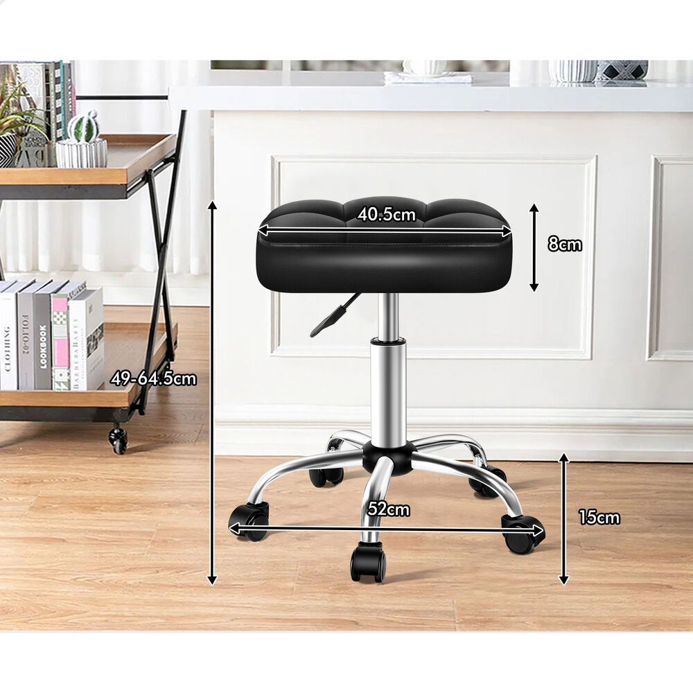 ALFORDSON 2x Salon Stool Square Swivel Barber Hair Dress Chair Gas Lift Black