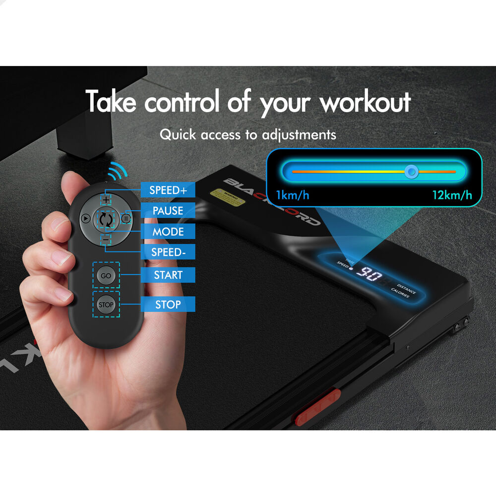 BLACK LORD Treadmill Electric Walking Pad Incline Gym Brushless Motor Black