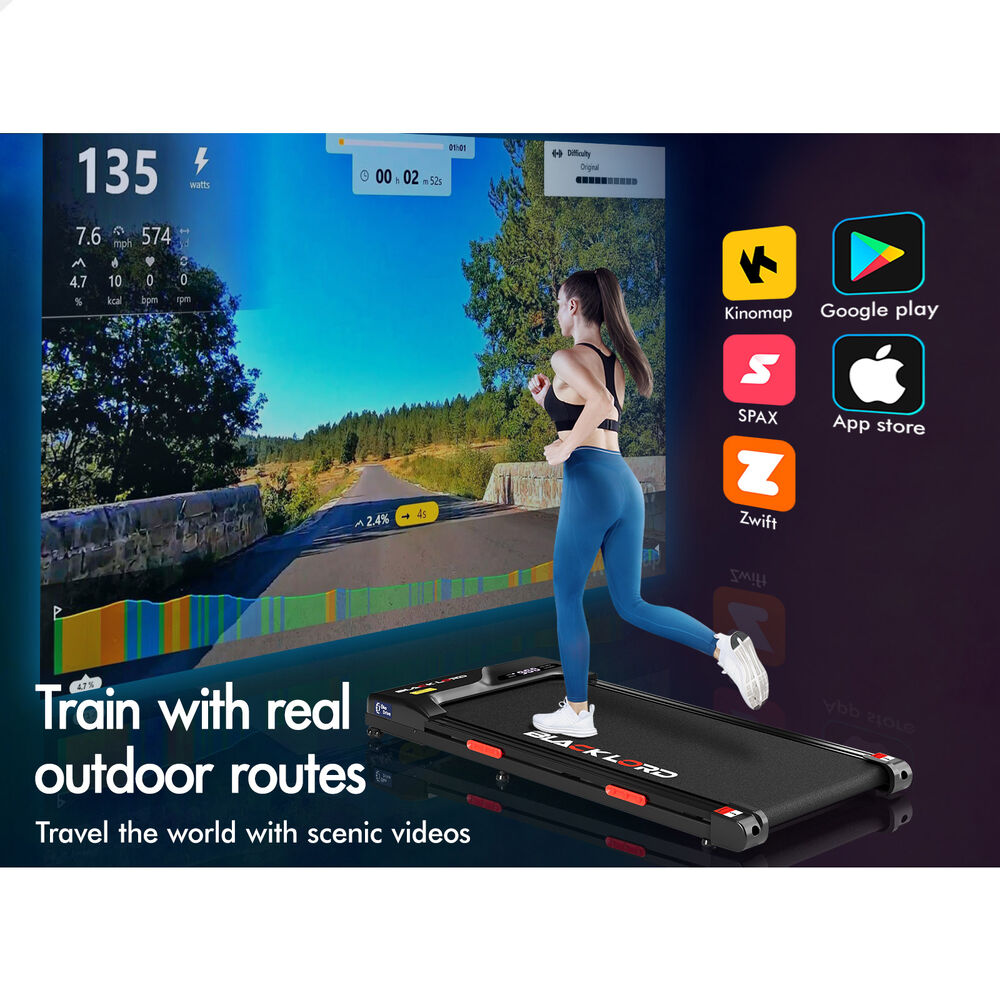 BLACK LORD Treadmill Electric Walking Pad Incline Gym Brushless Motor Black