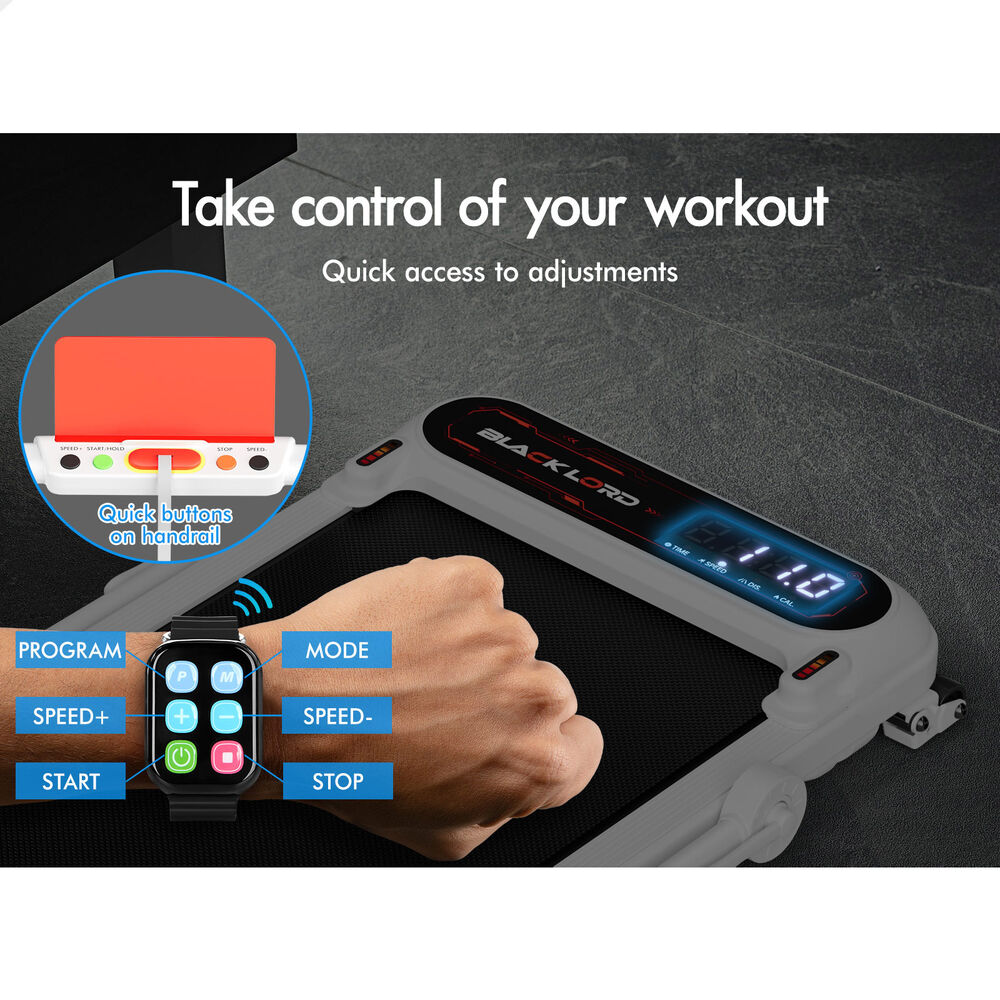 BLACK LORD Treadmill Electric Walking Pad Incline Shock Absorbers Foldable White