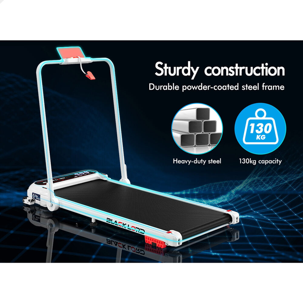 BLACK LORD Treadmill Electric Walking Pad Incline Shock Absorbers Foldable White