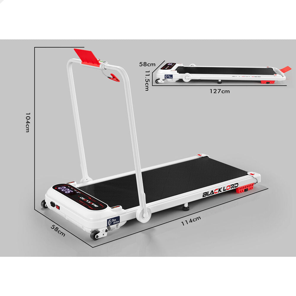 BLACK LORD Treadmill Electric Walking Pad Incline Shock Absorbers Foldable White