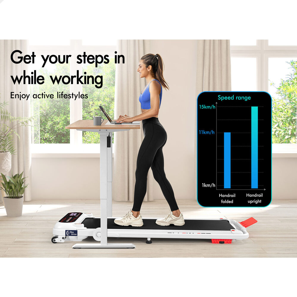 BLACK LORD Treadmill Electric Walking Pad Incline Shock Absorbers Foldable White
