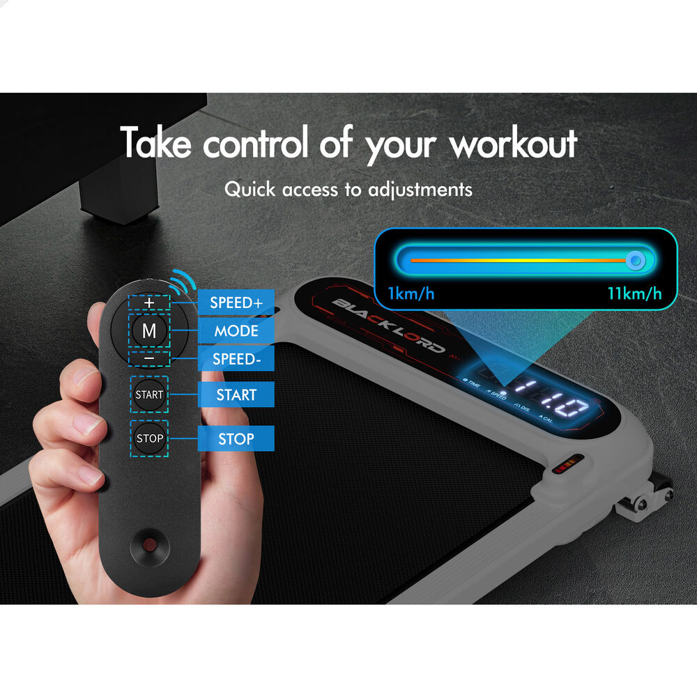 BLACK LORD Treadmill Electric Walking Pad Incline Shock Absorbers Gym White