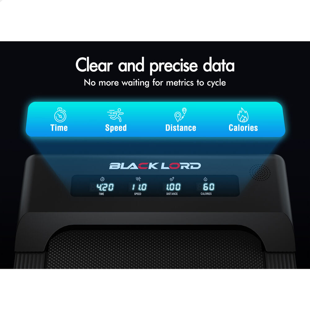 BLACK LORD Treadmill Electric Walking Pad Under Desk Foldable Gym 400mm Black