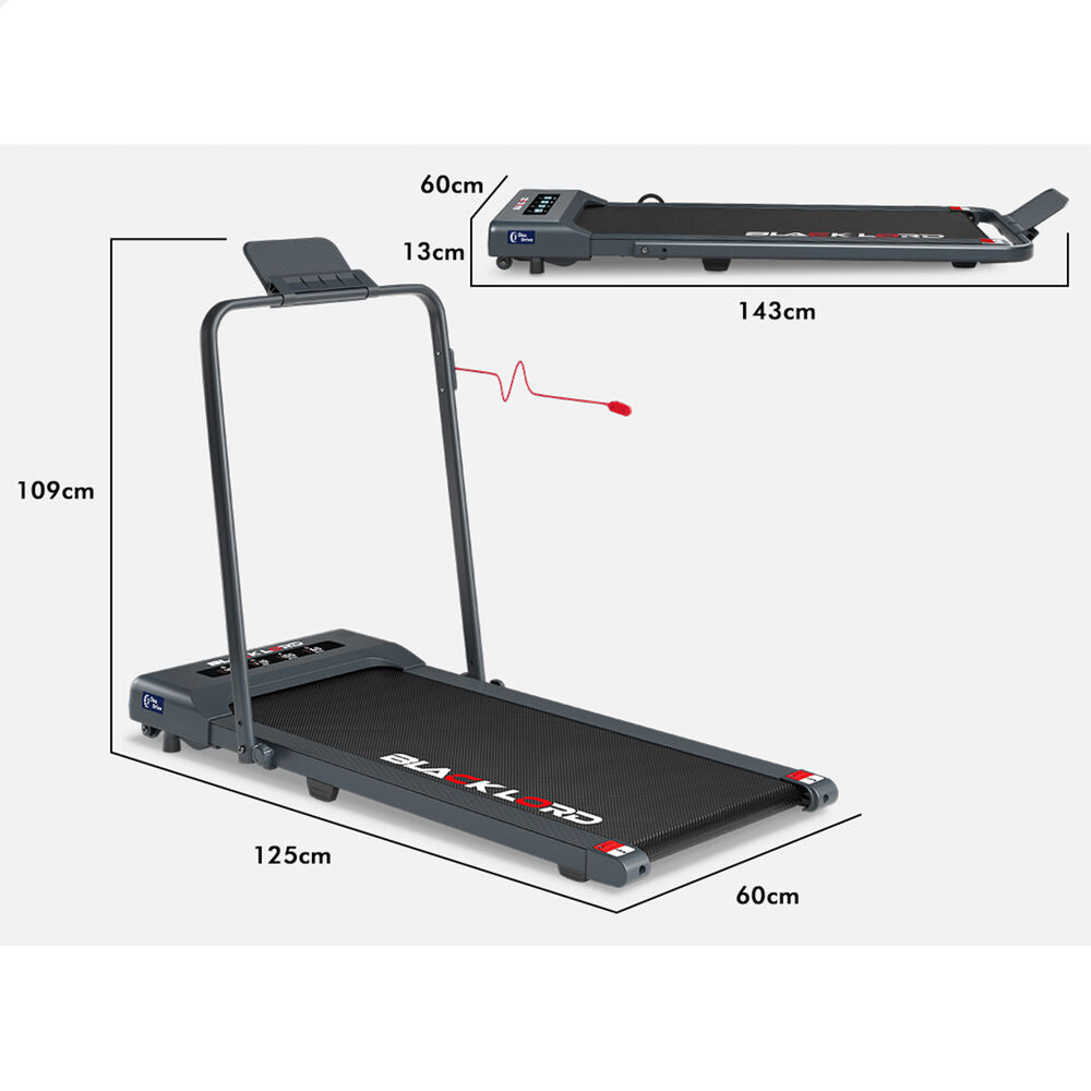 BLACK LORD Treadmill Electric Walking Pad Under Desk Foldable Gym 400mm Grey