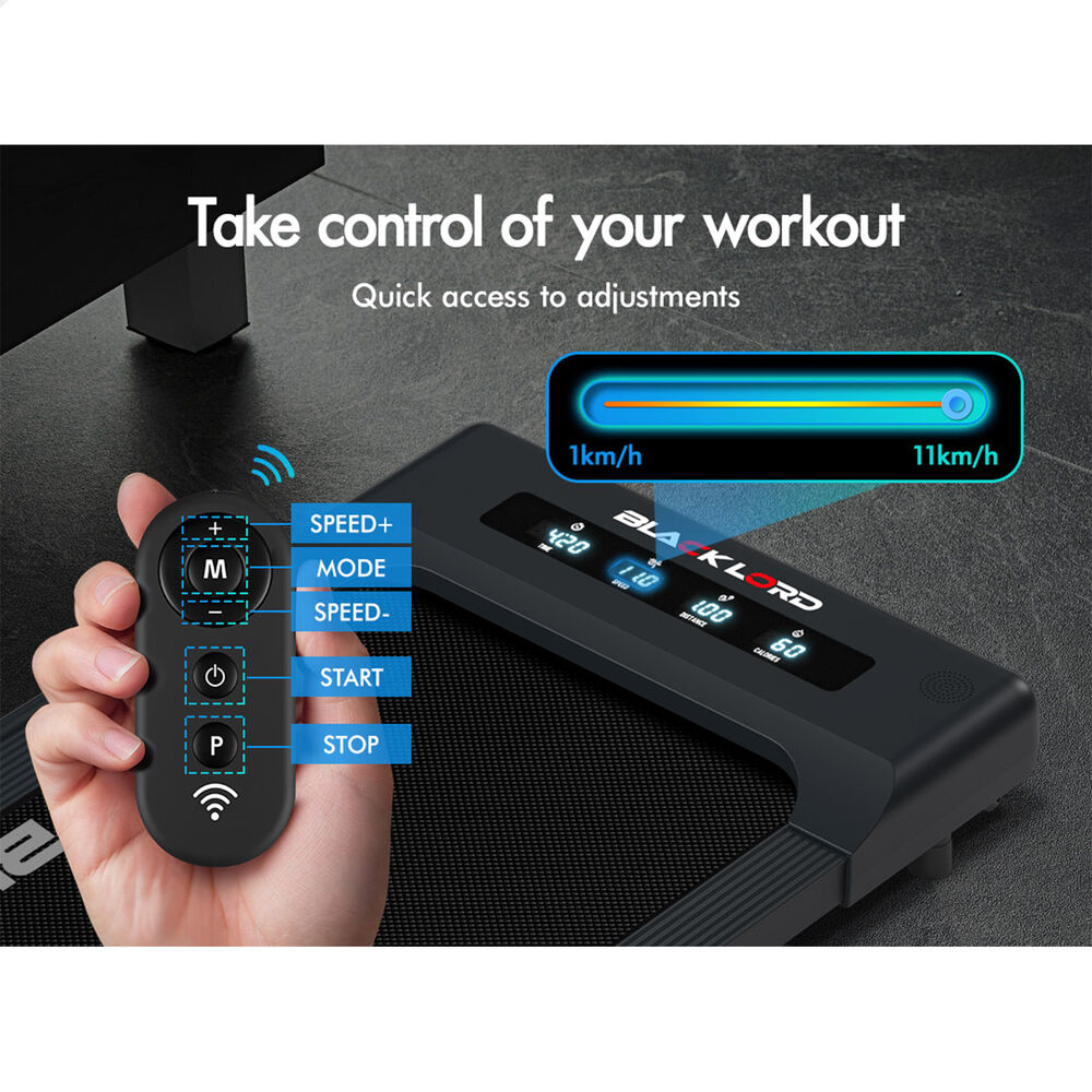 BLACK LORD Treadmill Electric Walking Pad Under Desk Foldable Gym 400mm Grey