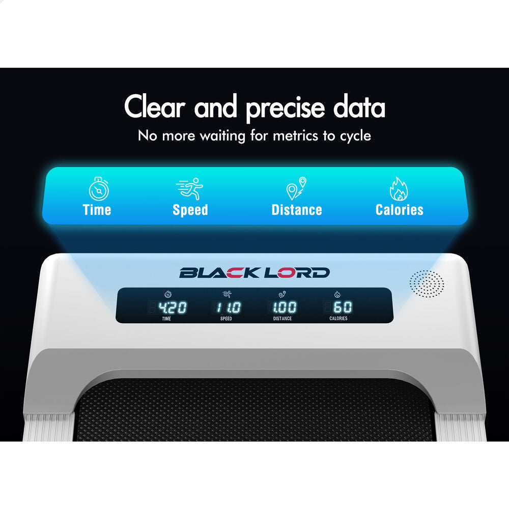 BLACK LORD Treadmill Electric Walking Pad Under Desk Foldable Gym 400mm White