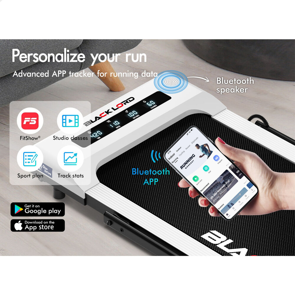 BLACK LORD Treadmill Electric Walking Pad Under Desk Foldable Gym 400mm White