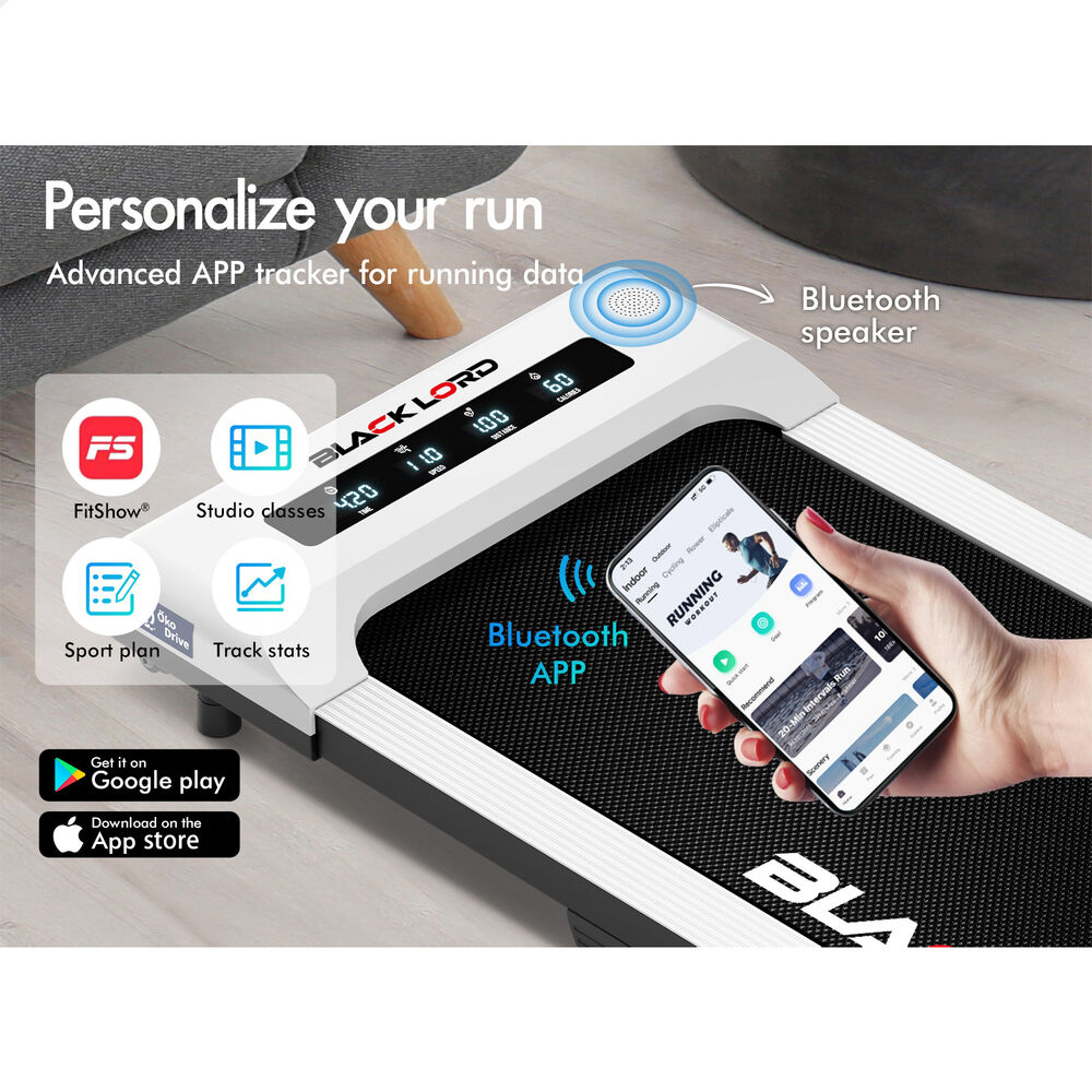 BLACK LORD Treadmill Electric Walking Pad Under Desk Home Gym 400mm White