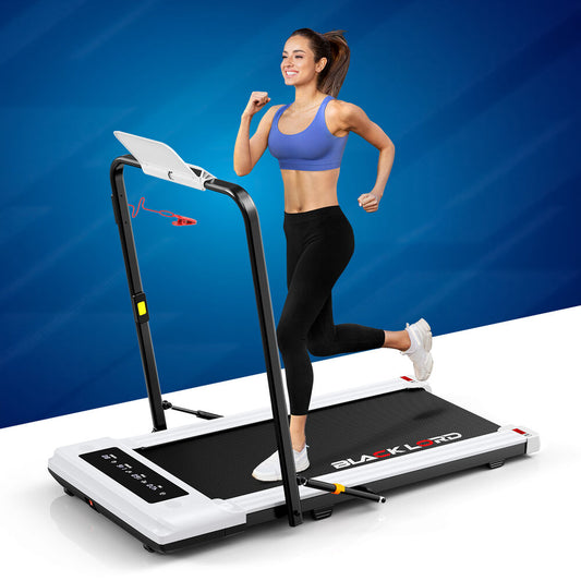 BLACK LORD Treadmill 2 IN 1 Electric Walking Pad 400mm Hydraulic Foldable White