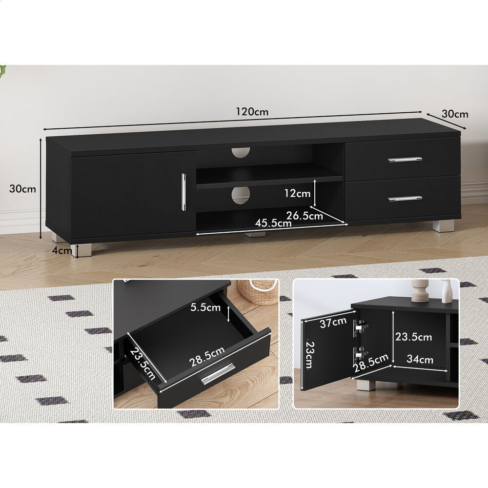 ALFORDSON Entertainment Unit TV Cabinet Stand 120cm Black
