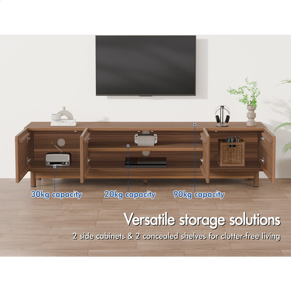 ALFORDSON TV Cabinet Entertainment Unit Stand 180cm Storage Shelves Walnut