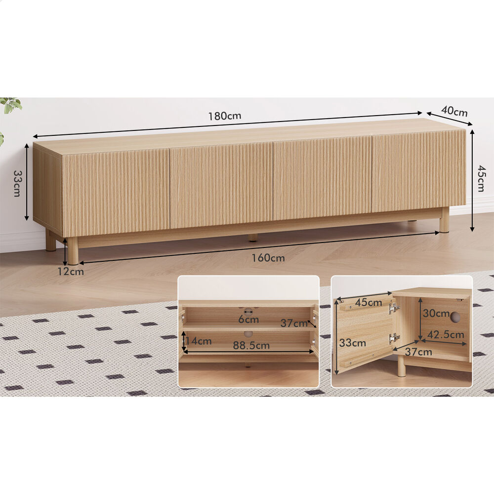 ALFORDSON Entertainment Unit TV Cabinet Stand 180cm Oak