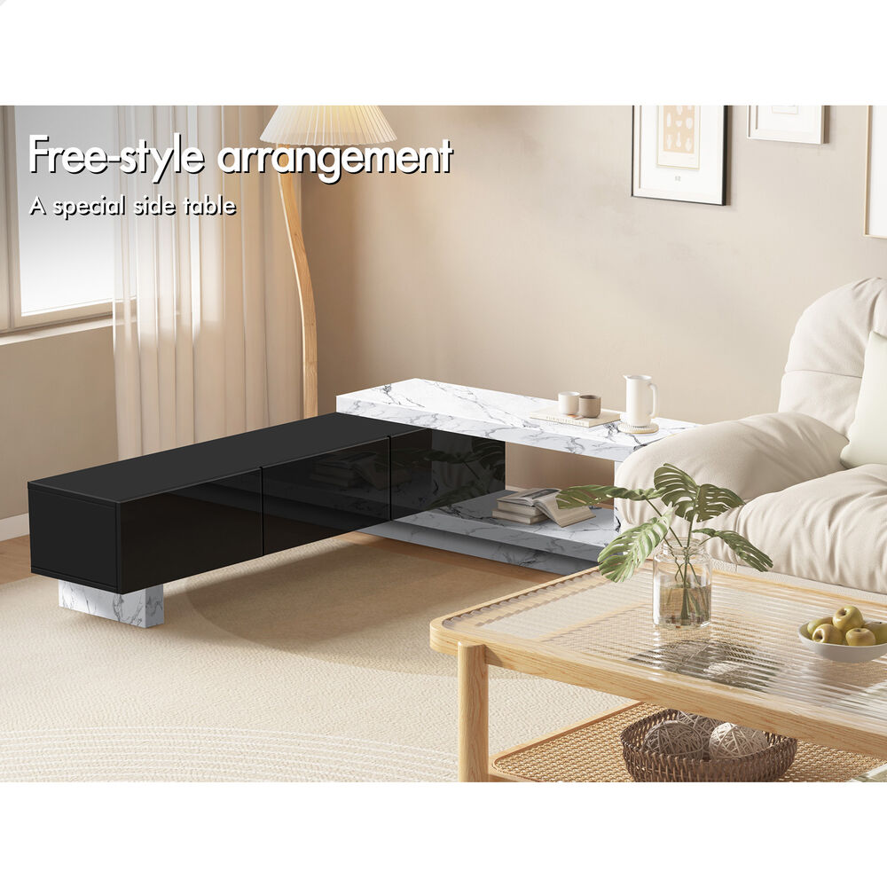 ALFORDSON 190-280cm Extendable Entertainment Unit TV Stand Cabinet Drawer Marble