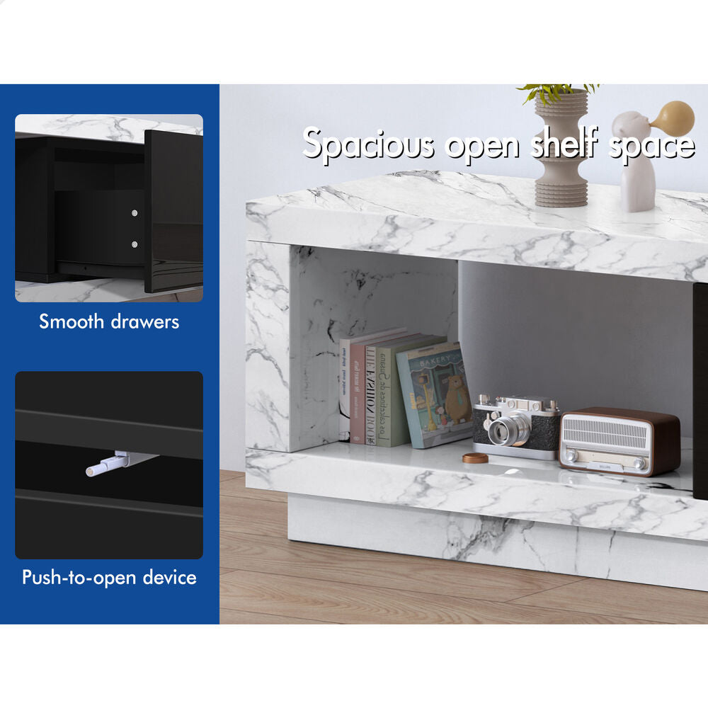 ALFORDSON 190-280cm Extendable Entertainment Unit TV Stand Cabinet Drawer Marble