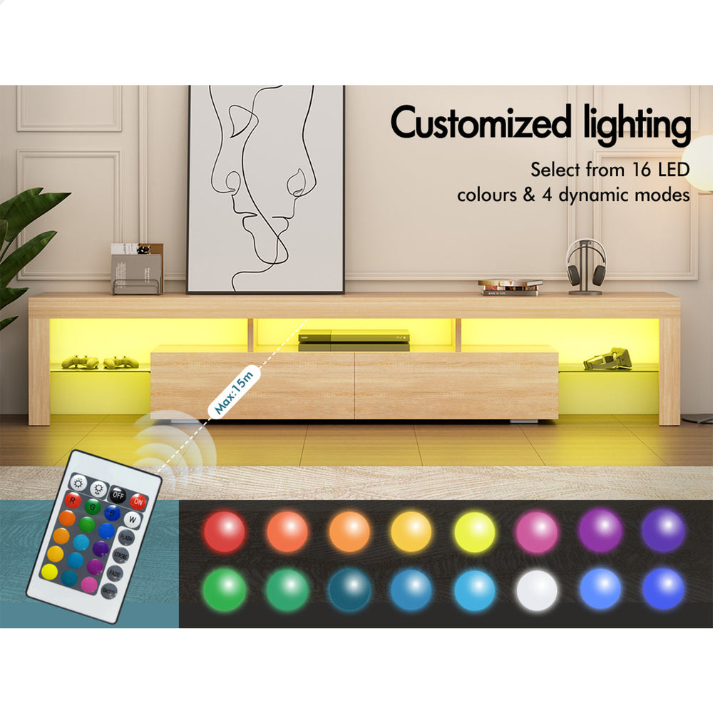 ALFORDSON Entertainment Unit TV Stand LED Light 200cm Oak