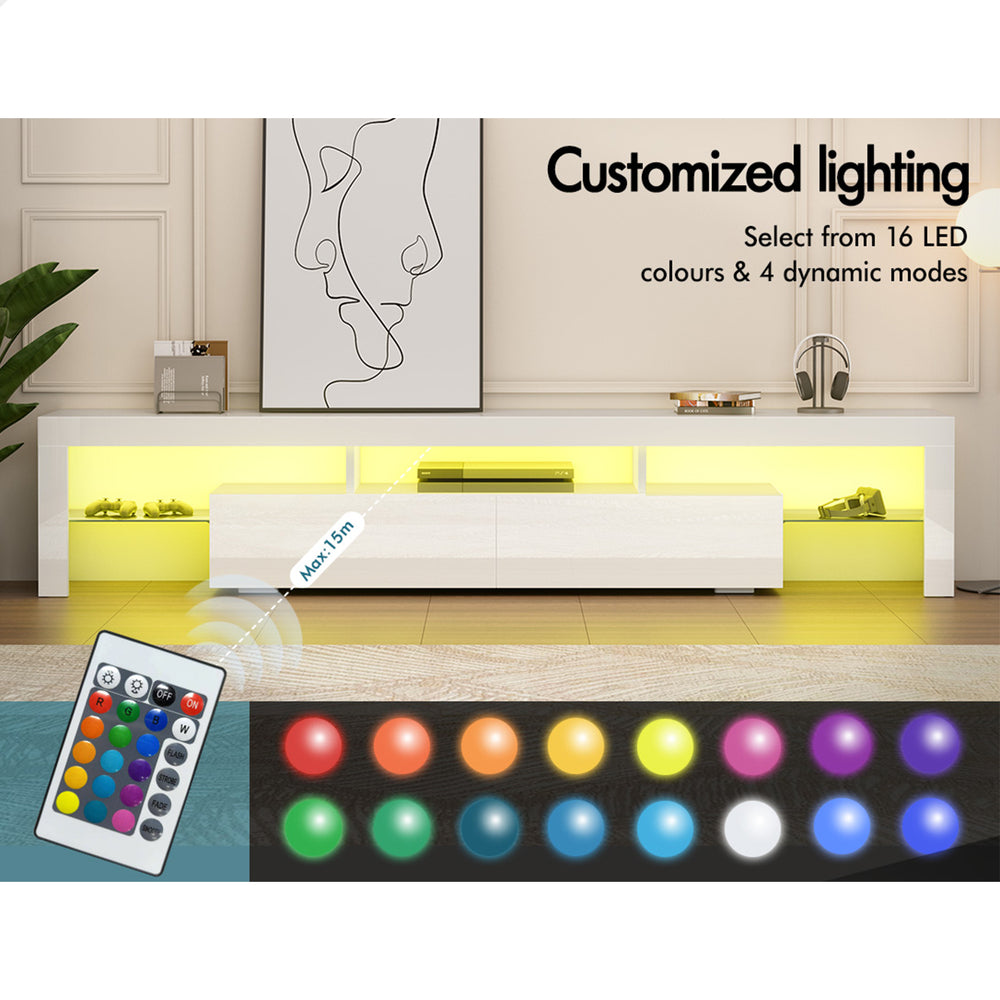 ALFORDSON Entertainment Unit TV Stand LED Light 200cm White