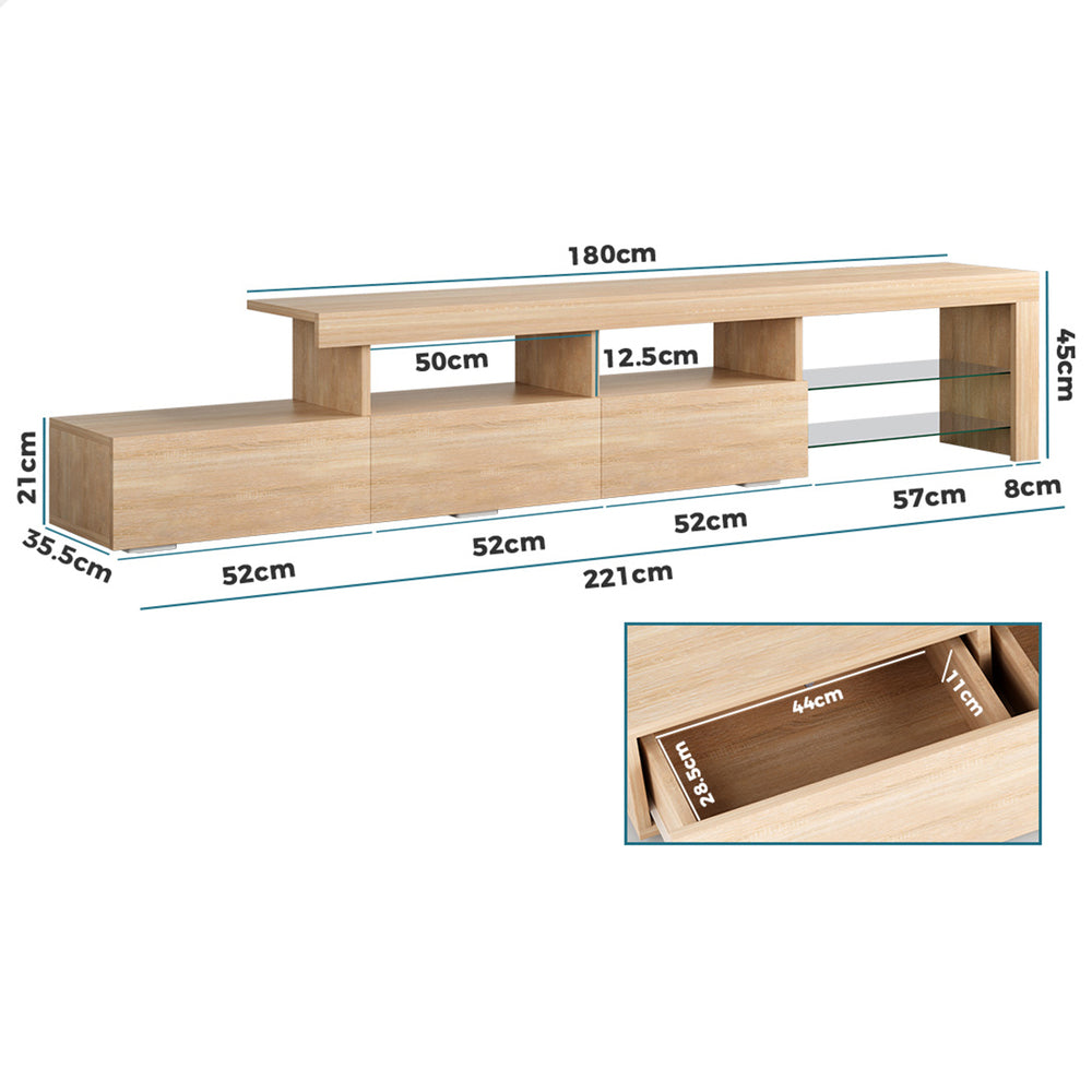 ALFORDSON Entertainment Unit 220cm TV Stand LED Oak