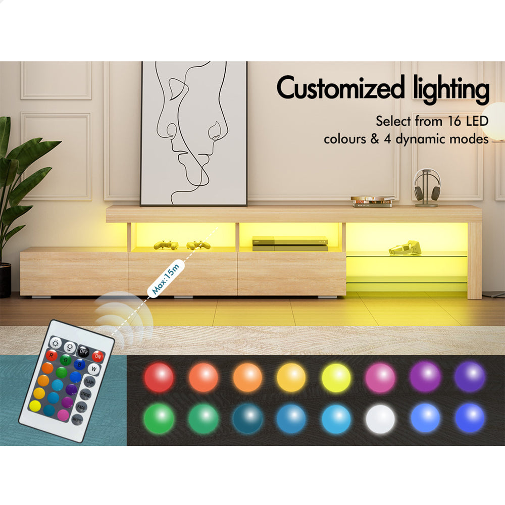 ALFORDSON Entertainment Unit 220cm TV Stand LED Oak