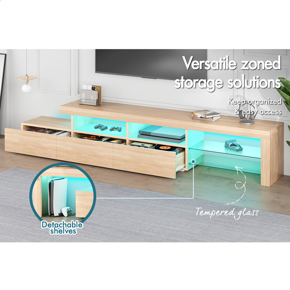 ALFORDSON Entertainment Unit 220cm TV Stand LED Oak