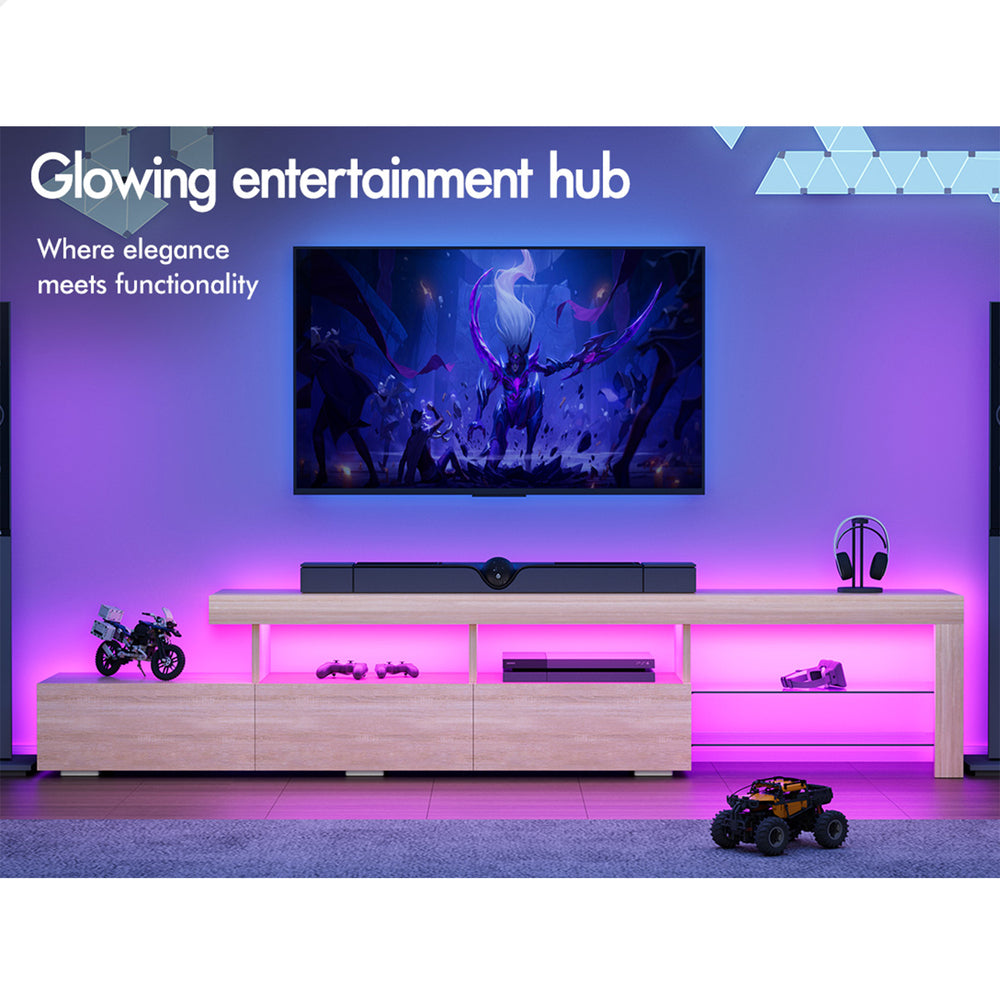ALFORDSON Entertainment Unit 220cm TV Stand LED Oak
