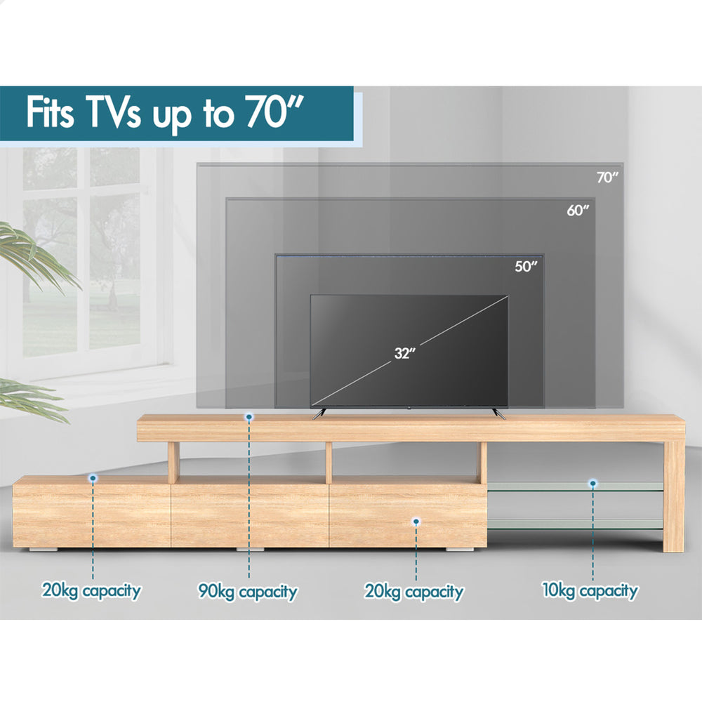 ALFORDSON Entertainment Unit 220cm TV Stand LED Oak