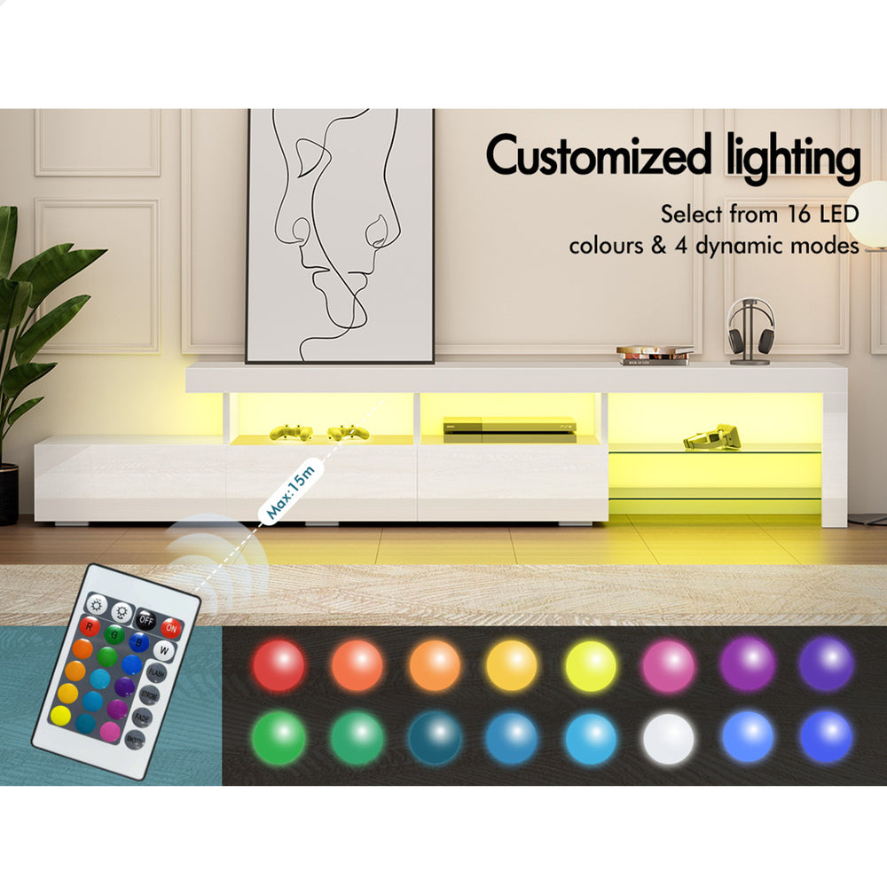 ALFORDSON Entertainment Unit 220cm TV Stand LED Light White