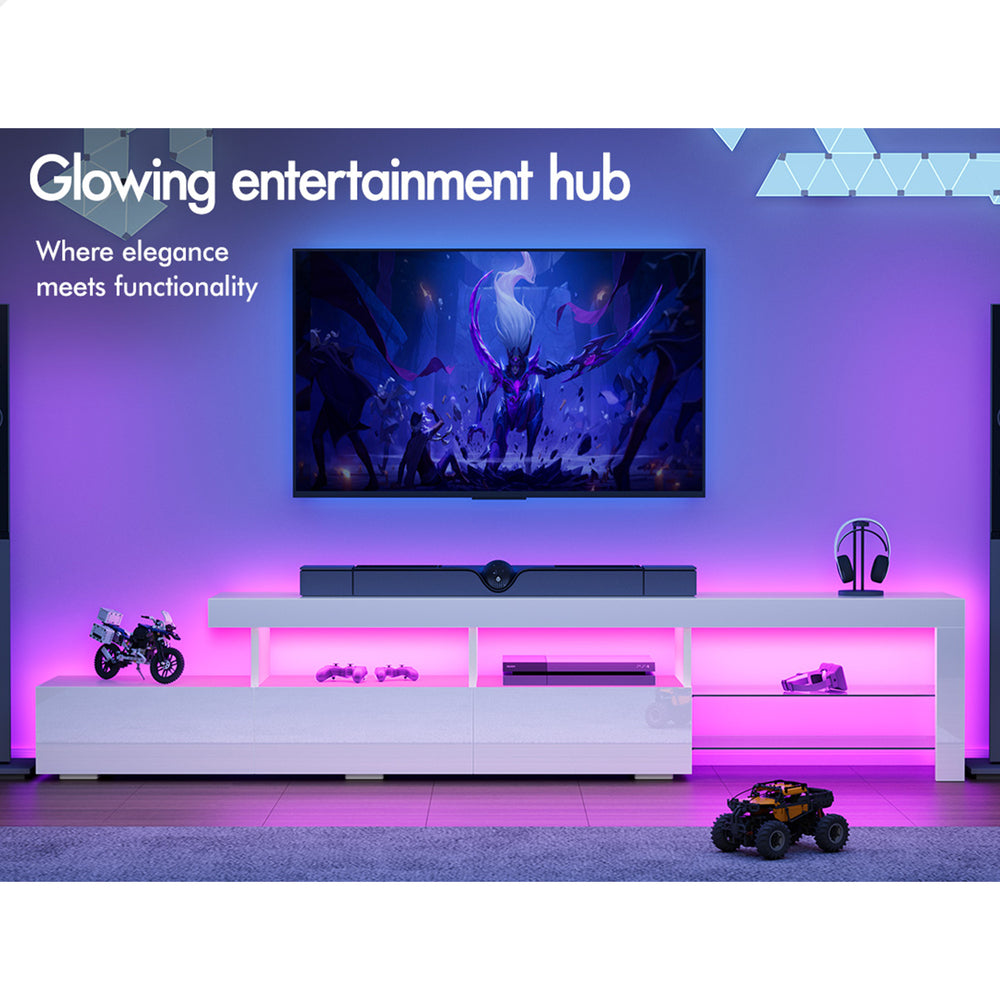 ALFORDSON Entertainment Unit 220cm TV Stand LED Light White