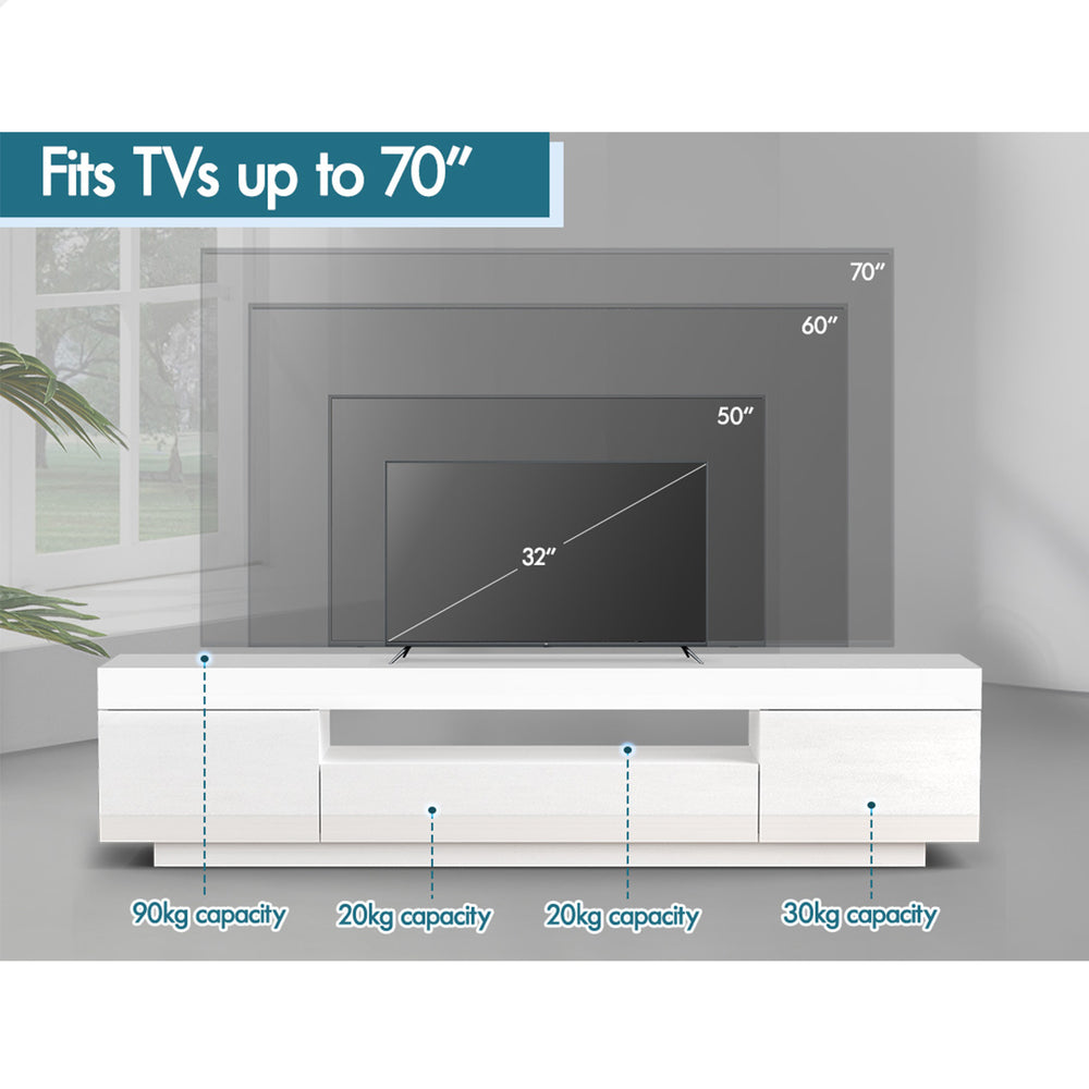 ALFORDSON Entertainment Unit 180cm TV Cabinet LED White