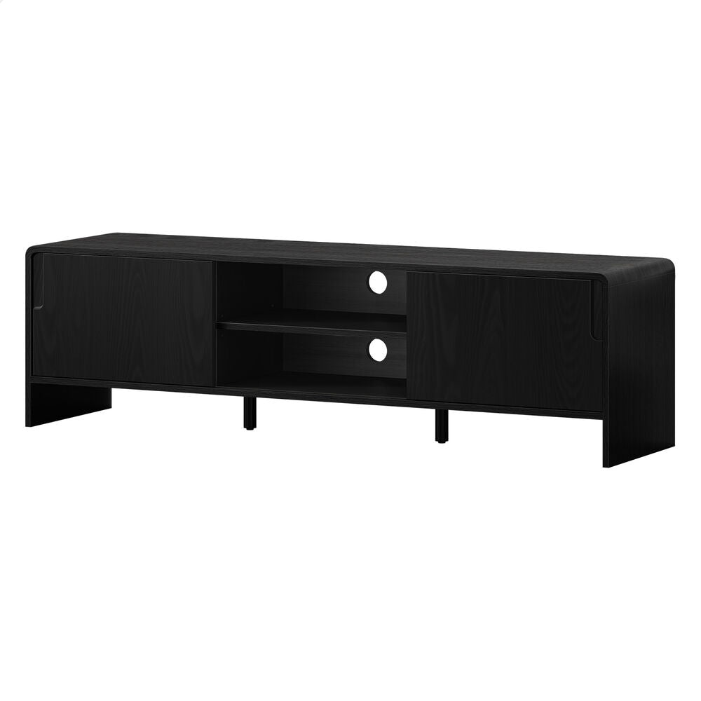 ALFORDSON TV Cabinet Entertainment Unit 150cm Storage Sliding Doors Black Shelf