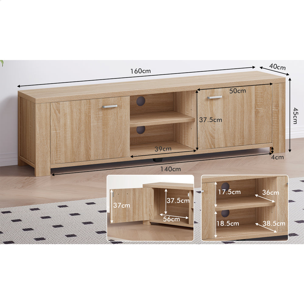 ALFORDSON Entertainment Unit TV Cabinet Stand 160cm Wood