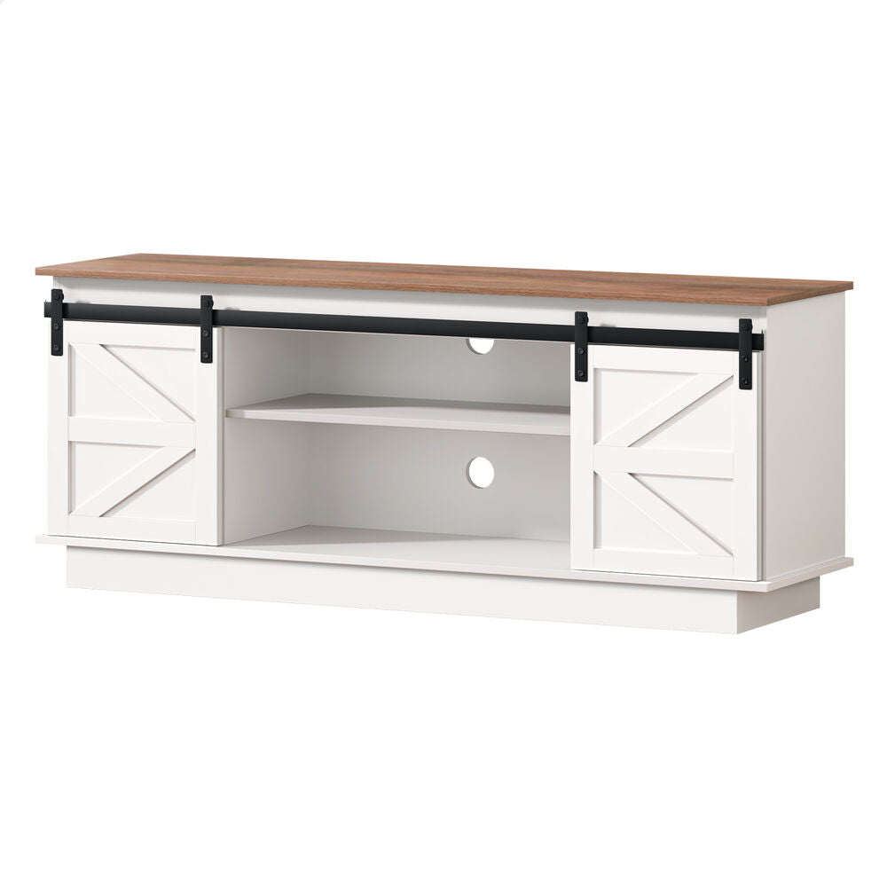 ALFORDSON Entertainment Unit TV Stand Storage Cabinet 150cm Sliding Doors White