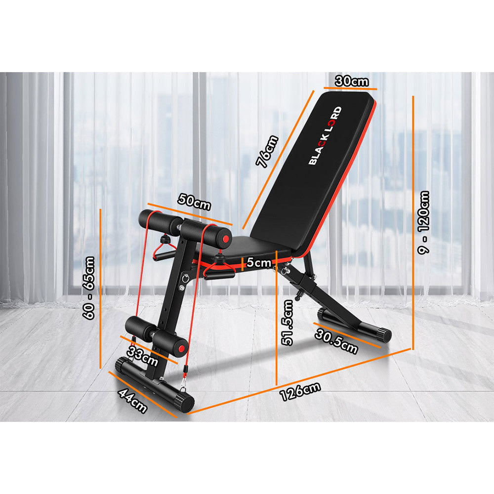 BLACK LORD Weight Bench Adjustable FID Fitness Flat Incline Decline Gym