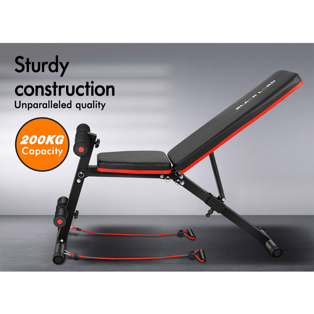 BLACK LORD Weight Bench Adjustable FID Fitness Flat Incline Decline Gym