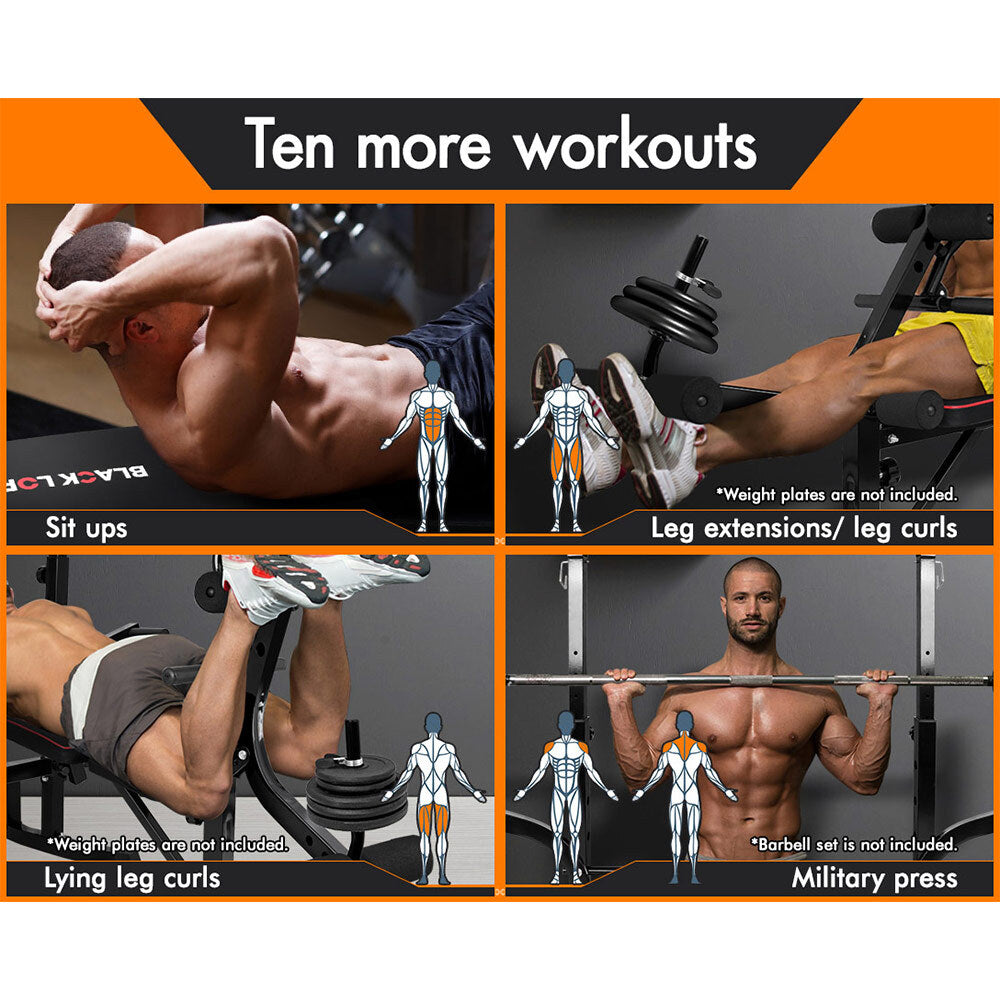 BLACK LORD Weight Bench 12in1 Press Multi-Station Fitness Home Gym Equipment