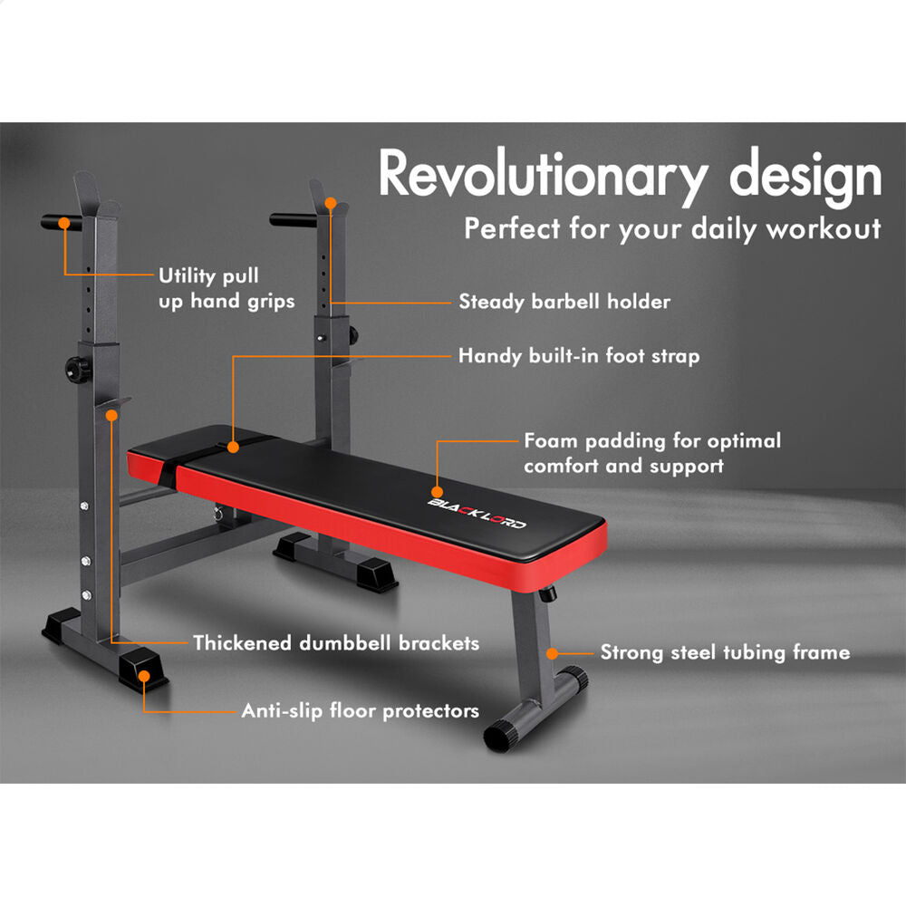 BLACK LORD Weight Bench Squat Rack Press
