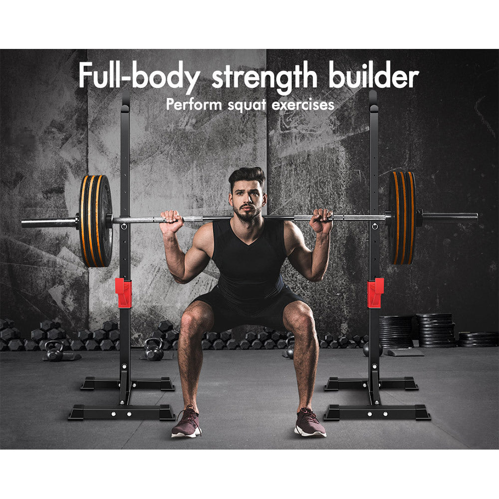 BLACK LORD 2x Squat Rack Adjustable Lifting Barbell Stand Fitness Weight Bench Gym