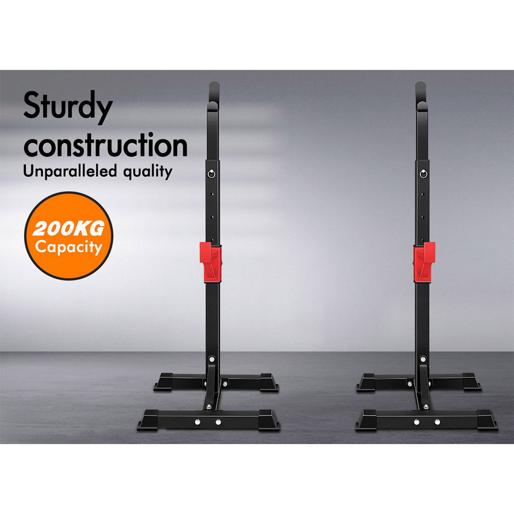 BLACK LORD 2x Squat Rack Adjustable Lifting Barbell Stand Fitness Weight Bench Gym