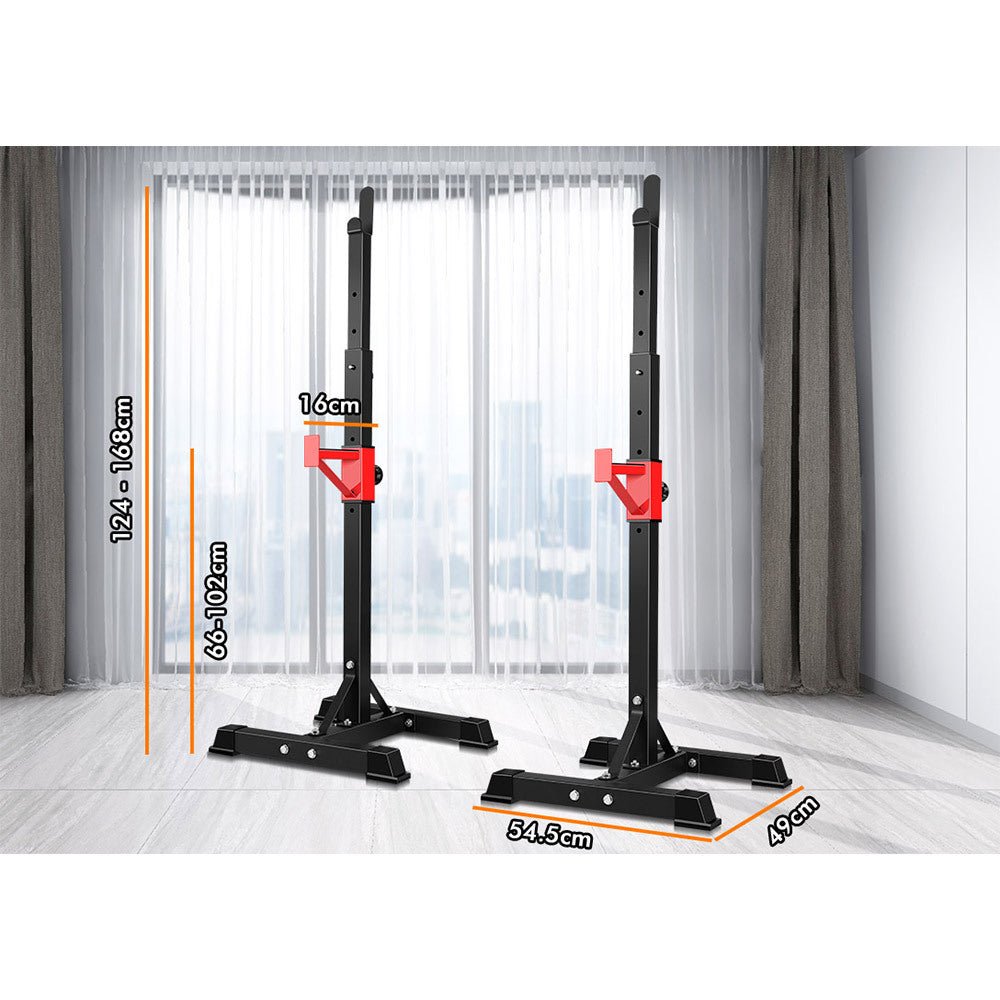 BLACK LORD 2x Squat Rack Adjustable Lifting Barbell Stand Fitness Weight Bench Gym