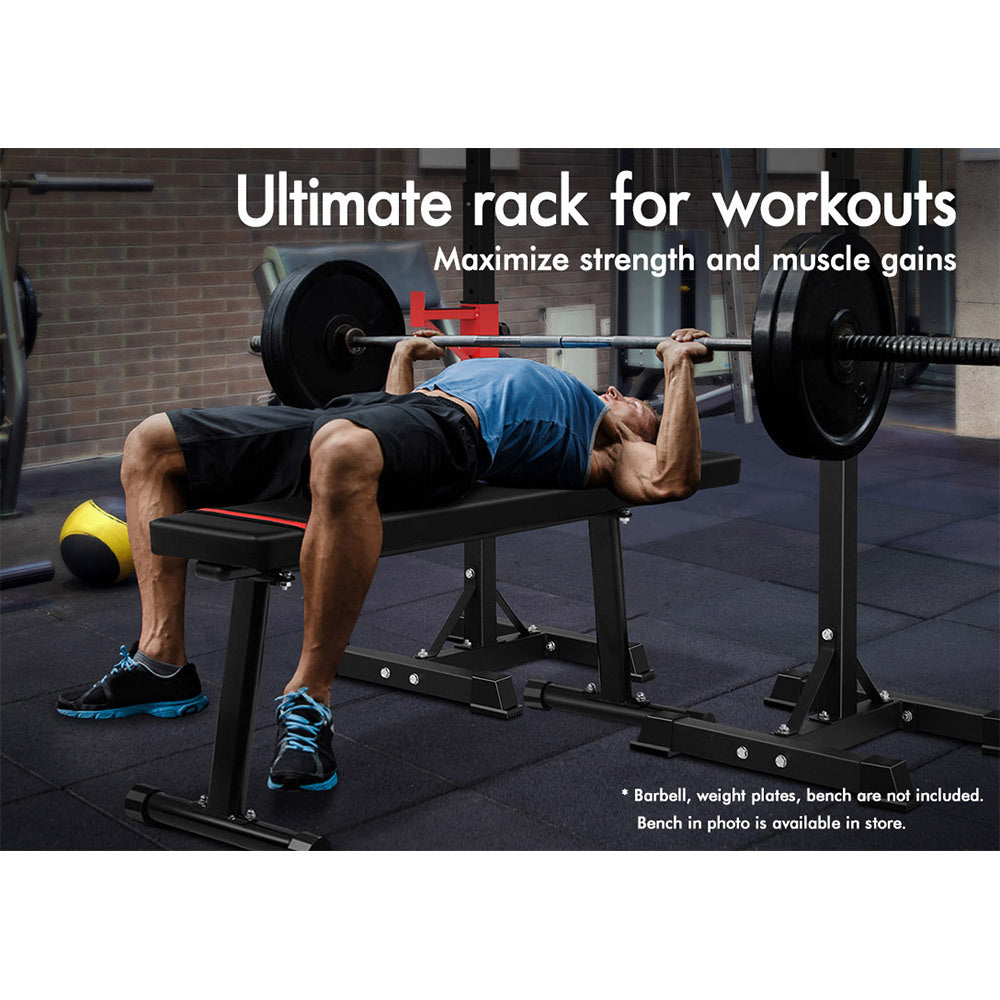 BLACK LORD 2x Squat Rack Adjustable Lifting Barbell Stand Fitness Weight Bench Gym