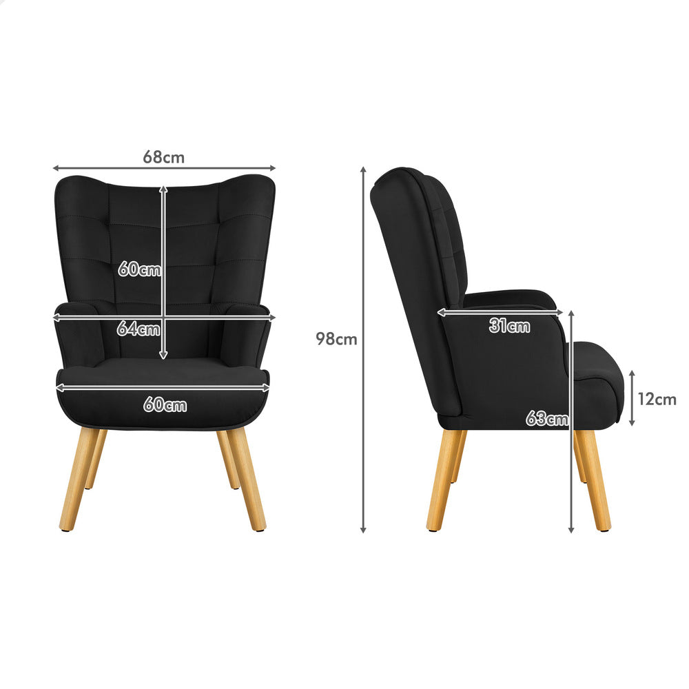 ALFORDSON Armchair Velvet Wooden Accent Chair Lounge Sofa Ottoman Couch Seat