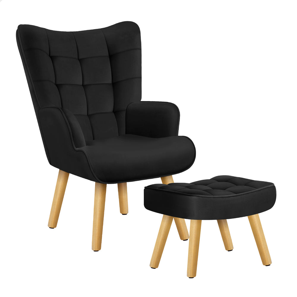 ALFORDSON Armchair Velvet Wooden Accent Chair Lounge Sofa Ottoman Couch Seat